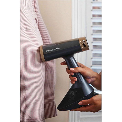 Отпариватель Russell Hobbs Genie VacuSteam, 1800Вт, 200мл, паровой удар –20гр, верт. отпаривание, керам. подошва, синий
