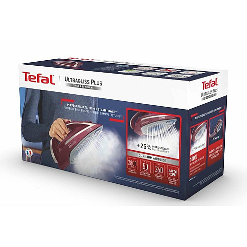 Утюг Tefal Ultragliss Plus, 2800Вт, 270мл, паровой удар -260гр, постоянный пар - 50гр, керам. подошва, бордовый