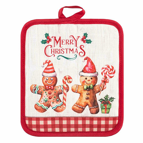 Прихватка ARDESTO Christmas Gingerbread 18х20см, 100% полиэстер (верх), 100% хлопок (низ), красный