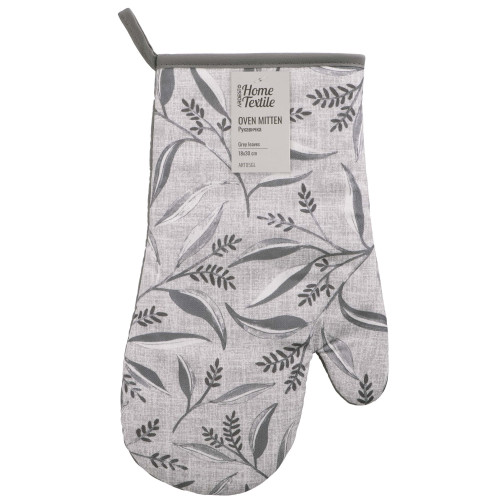 Рукавичка ARDESTO Grey leaves 18х30см, 100% поліестер (верх), 100% бавовна (низ), cірий