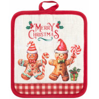 Прихватка ARDESTO Christmas Gingerbread 18х20см, 100% поліестер (верх), 100% бавовна (низ), червоний