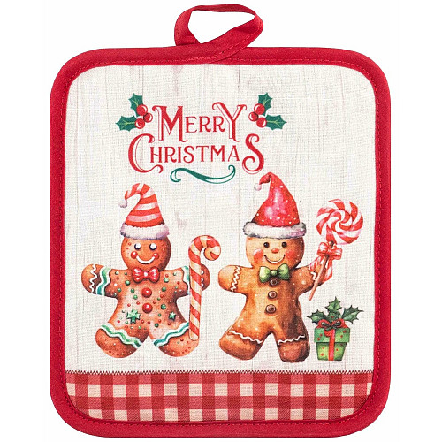 Прихватка ARDESTO Christmas Gingerbread 18х20см, 100% полиэстер (верх), 100% хлопок (низ), красный