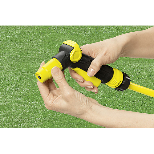 Ороситель ручной Karcher, пистолетный, регулировка напора воды, регулировка формы струи воды, блокировка кнопки полива.