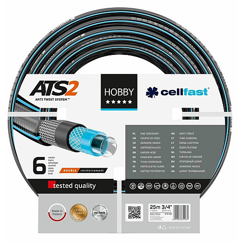 Шланг садовый Cellfast HOBBY ATS 3/4' 25м 6 слоев до 30бар -20…+60°C