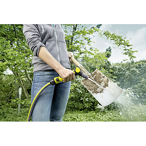 Ороситель ручной Karcher, пистолетный, регулировка напора воды, регулировка формы струи воды, блокировка кнопки полива.