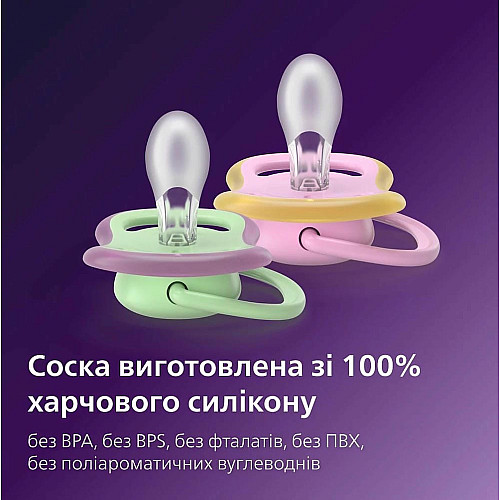 Пустушка  Avent   Ultra Air, 6-18 міс., 2шт, дизайн для дівчат.