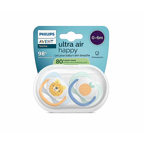 Пустушка  Avent  Ultra Air, 0-6 міс., 2шт, дизайн для хлопчиків.