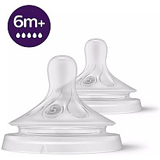 Соска Avent Natural 6міс+, силіконова, Природний потік, швидкий потік, 2шт