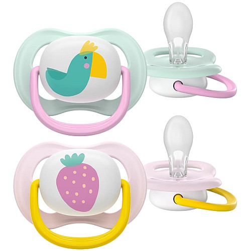 Пустышка Avent Ultra Air, 0-6 мес., 2шт, дизайн для девушек.