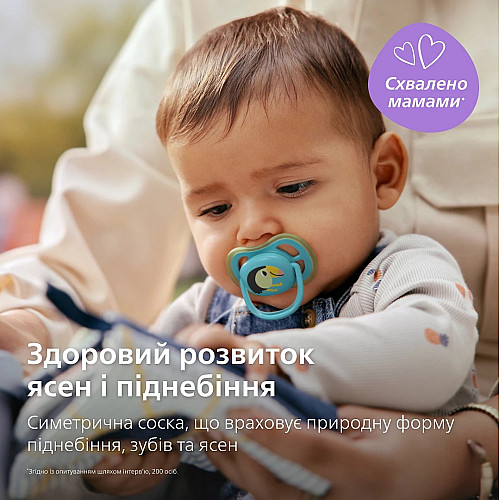 Пустушка  Avent Ultra Air, 6-18 міс., 2шт, дизайн для хлопчиків.