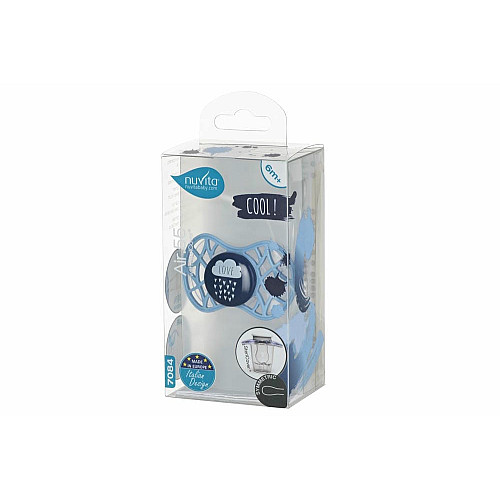 Пустушка Nuvita Air55 Cool 6міс+, симетрична, з ковпачком, LOVE синій