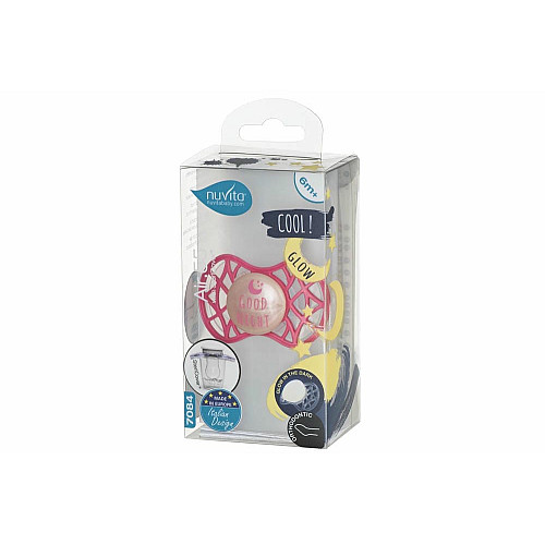 Пустышка Nuvita Air55 Cool 6мес+, ортодонтична, с колпачком, светящийся в темноте, GOOD NIGHT марсаловый