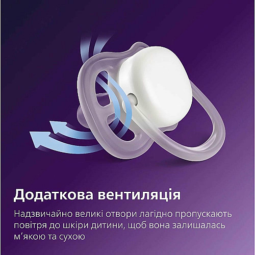 Пустышка Avent Ultra Air, 0-6 мес., 2шт, дизайн для девушек.