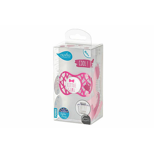 Пустышка Nuvita Air55 Cool 6мес+, симметричная, с колпачком, LITTLE GIRL ярко-розовый
