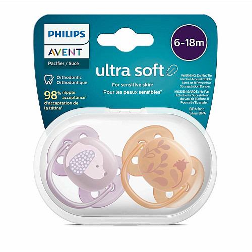 Пустушка  Avent  Ultra Soft, 6-18 міс., дизайн для дівчат, 2 шт.