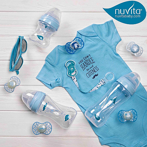 Пустышка Nuvita Air55 Cool 0мес+, симметричная, с колпачком, светящаяся в темноте, звезда, аквамариновый
