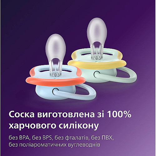 Пустушка  Avent  Ultra Air, 0-6 міс. 2 шт, дизайн для хлопчиків.