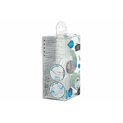 Пустушка Nuvita Air55 Cool 6міс+, ортодонтична, з ковпачком, BE HAPPY сірий