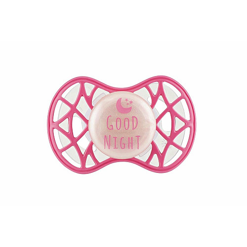 Пустышка Nuvita Air55 Cool 6мес+, симметричная, с колпачком, светящийся в темноте, GOOD NIGHT марсаловый