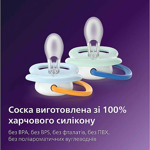 Пустушка  Avent  Ultra Air, 0-6 міс., 2шт, дизайн для хлопчиків.