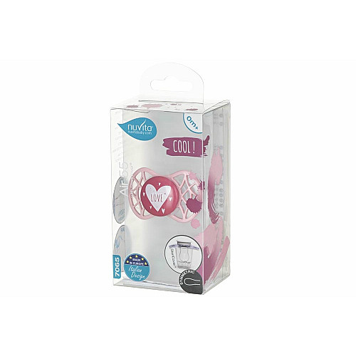 Пустушка Nuvita Air55 Cool 0міс+, симетрична, з ковпачком, LOVE рожевий