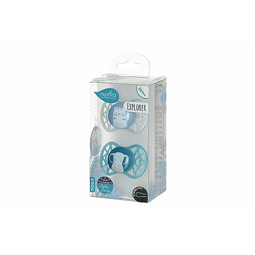 Пустушка Nuvita Air55 Explorer 0міс+, симетрична, 2шт, тигр/слон