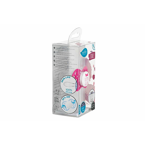 Пустышка Nuvita Air55 Cool 6мес+, симметричная, с колпачком, LITTLE GIRL ярко-розовый