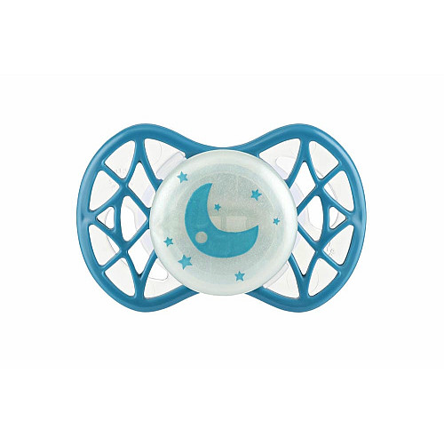 Пустышка Nuvita Air55 Cool 0мес+, ортодонтическая, с колпачком, светящаяся в темноте, луна, бирюзовая