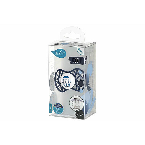 Пустышка Nuvita Air55 Cool 6мес+, ортодонтическая, с колпачком, LITTLE MAN темно-синий