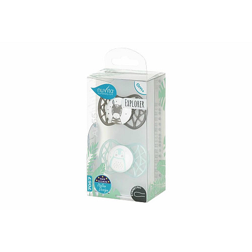 Пустушка Nuvita Air55 Explorer 0міс+, симетрична, 2шт, зебра/пінгвін