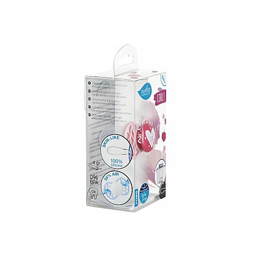 Пустушка Nuvita Air55 Cool 0міс+, симетрична, з ковпачком, LOVE рожевий