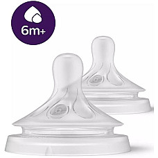 Соска Avent Natural 6міс+, силіконова, Природний потік, для густої їжі, 2шт