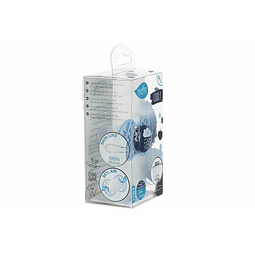 Пустушка Nuvita Air55 Cool 6міс+, симетрична, з ковпачком, LOVE синій