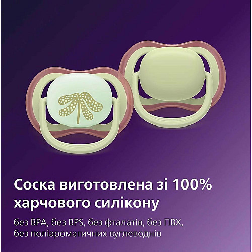 Пустушка  Avent Ultra Air, 6-18 міс., 2 шт, нейтральний дизайн.
