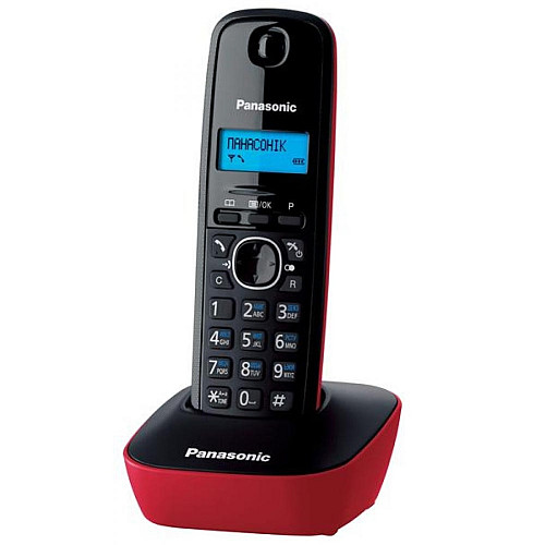 Радіотелефон DECT Panasonic KX-TG1611UAR, чорно-червоний