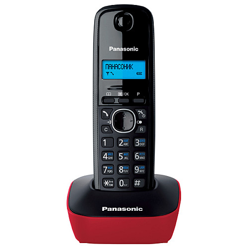 Радіотелефон DECT Panasonic KX-TG1611UAR, чорно-червоний