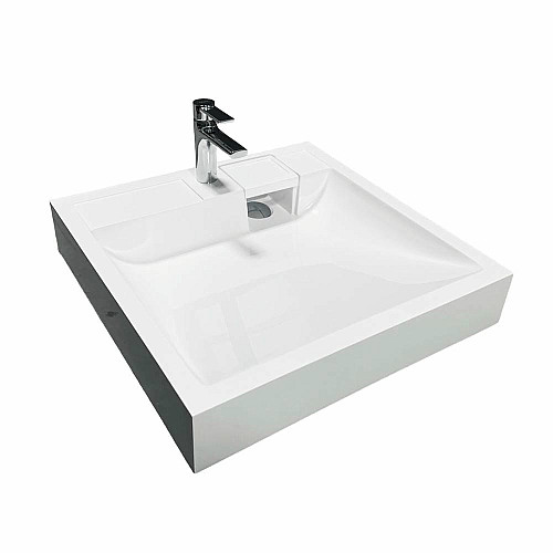 Раковина, умывальник Adamant WASHER NEW, искусственный камень, прямоуголь., с отверстием для смесителя, без перелива, 595х595х115мм, накладной, белый