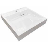 Раковина, умивальник Adamant WASHER NEW, штучний камінь, прямокут., з отвором для змішувача, без переливу, 595х595х115мм, накладний, білий