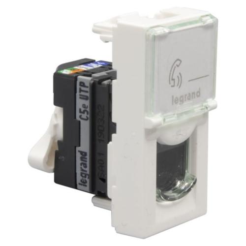 Розетка Legrand Mosaic, CAT 5e, RJ45, UTP, інформаційна, 1 модуль, білий