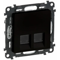 Розетка подвійна RJ45 кат. 5e UTP Legrand Valena Life, з накладками, матовий чорний