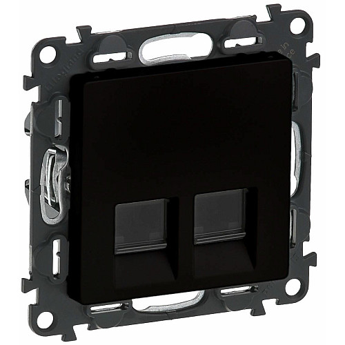 Розетка двойная RJ45 кат. 5e UTP Legrand Valena Life, с накладками, черный матовый