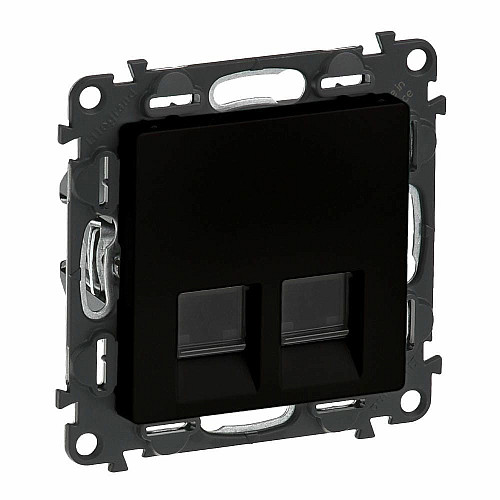 Розетка двойная RJ45 кат. 5e UTP Legrand Valena Life, с накладками, черный матовый