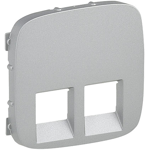 Лицьова панель подвійної розетки RJ11/RJ45 Legrand Valena ALLURE, IN*MATIC, алюміній