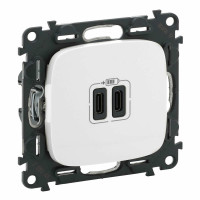 Розетка USB-С+USB-С Legrand Valena ALLURE, 3А, 5V, белый