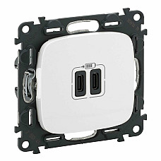Розетка USB-С+USB-С Legrand Valena ALLURE, 3А, 5V, білий