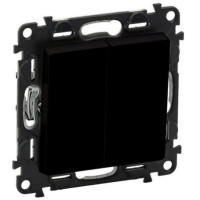Выключатель 2-х клавишный Legrand Valena Life, 10AX, 250V, автоматические клеммы, матовый черный