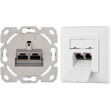 Настінна розетка 2E CАТ 6 FTP, 2xRJ45, 8P8C, для прихованої проводки