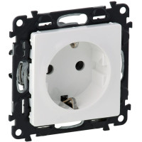 Розетка Schuko Legrand Valena LIFE, 16А, 250V, автоматические клеммы, белый