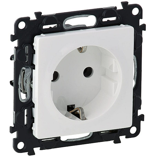 Розетка Schuko Legrand Valena LIFE, 16А, 250V, автоматичні клеми, білий