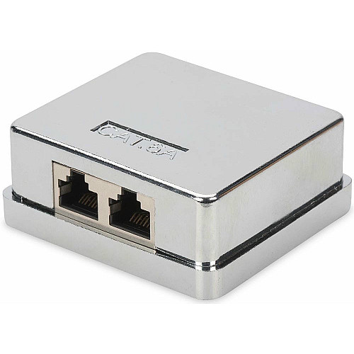 Настенная розетка DIGITUS CАТ 6A STP 2xRJ45, 8P8C, для наружной проводки
